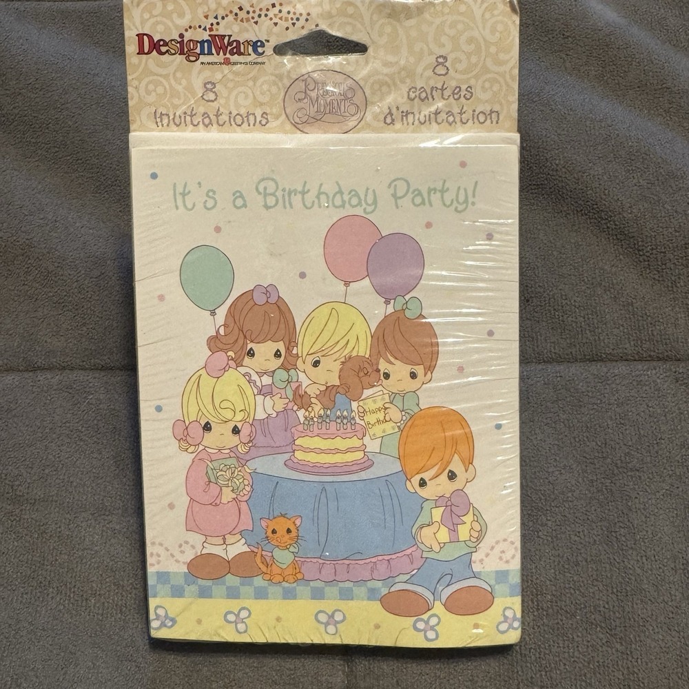 Vintage Precious Moments Birthday Party Invitations 8 w/ Envelopes NOS